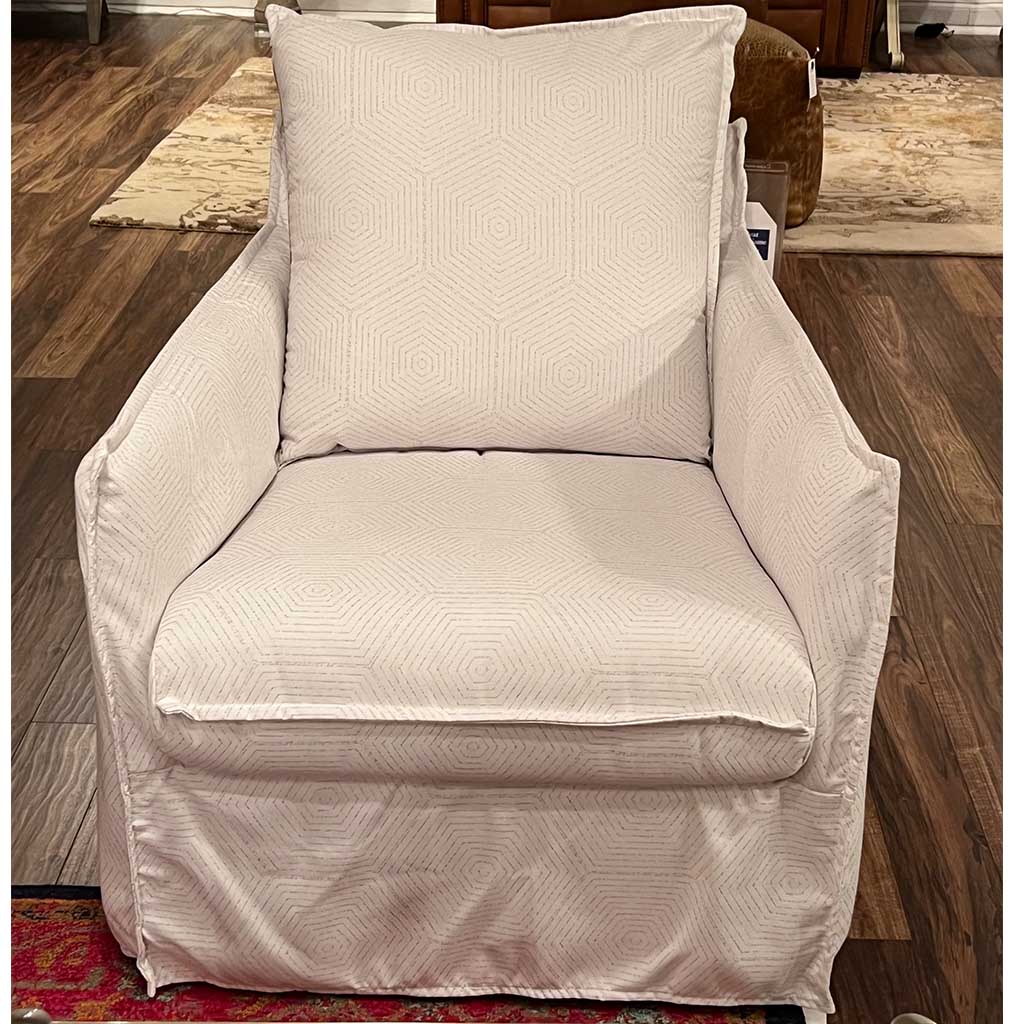 Cream Fabric Slip Cover Swivel Rocker  Special